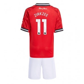 Manchester United Joshua Zirkzee #11 Replika Hemmatröja Barn 2025-26 Kortärmad (+ Korta byxor)